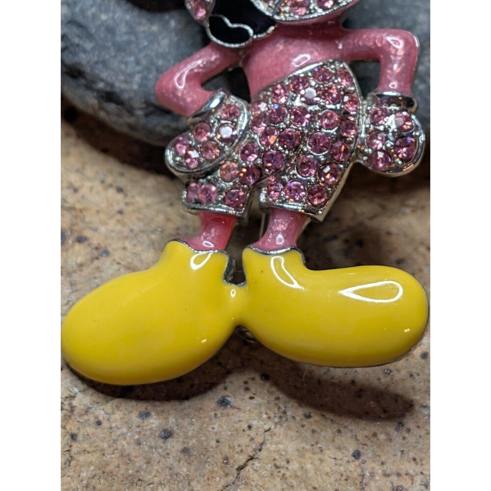 Mickey Mouse Rhinestone Broach – Pink Glitter, Vintage Style, Disney-Inspired - Picture 4 of 5
